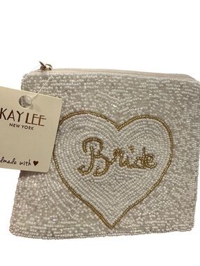 White Beaded 'Bride' Cosmetic Bag
